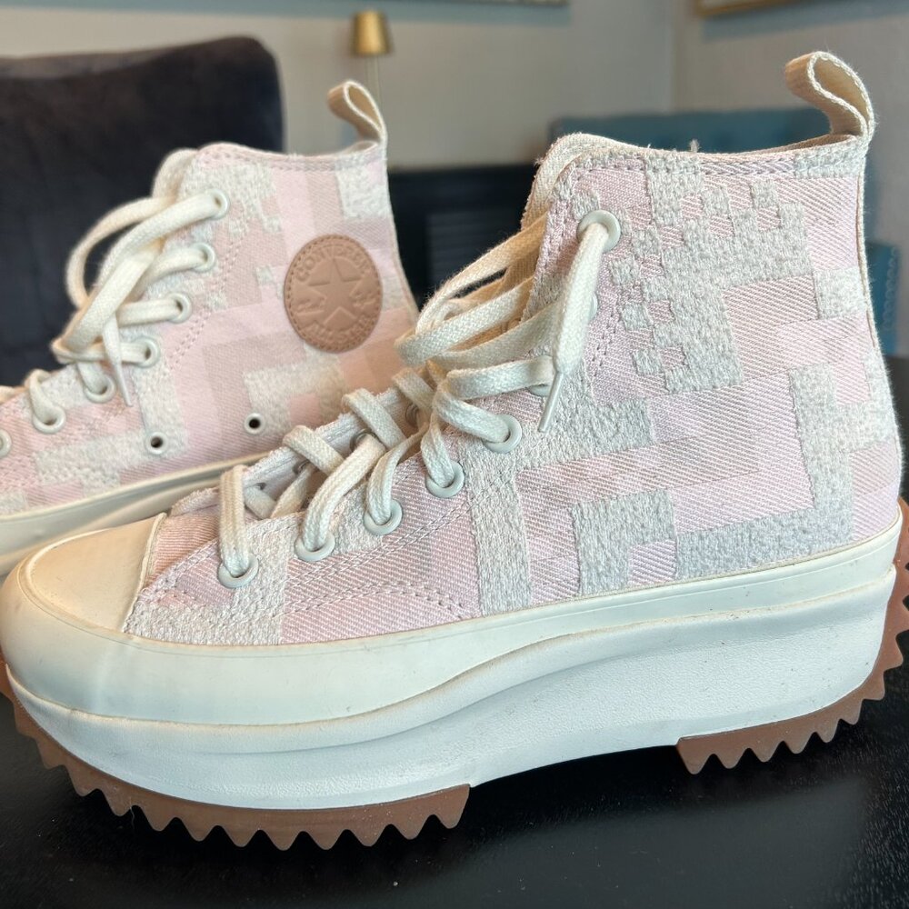 Converse Pink and White High-Top Sneakers - Picture 3 of 5